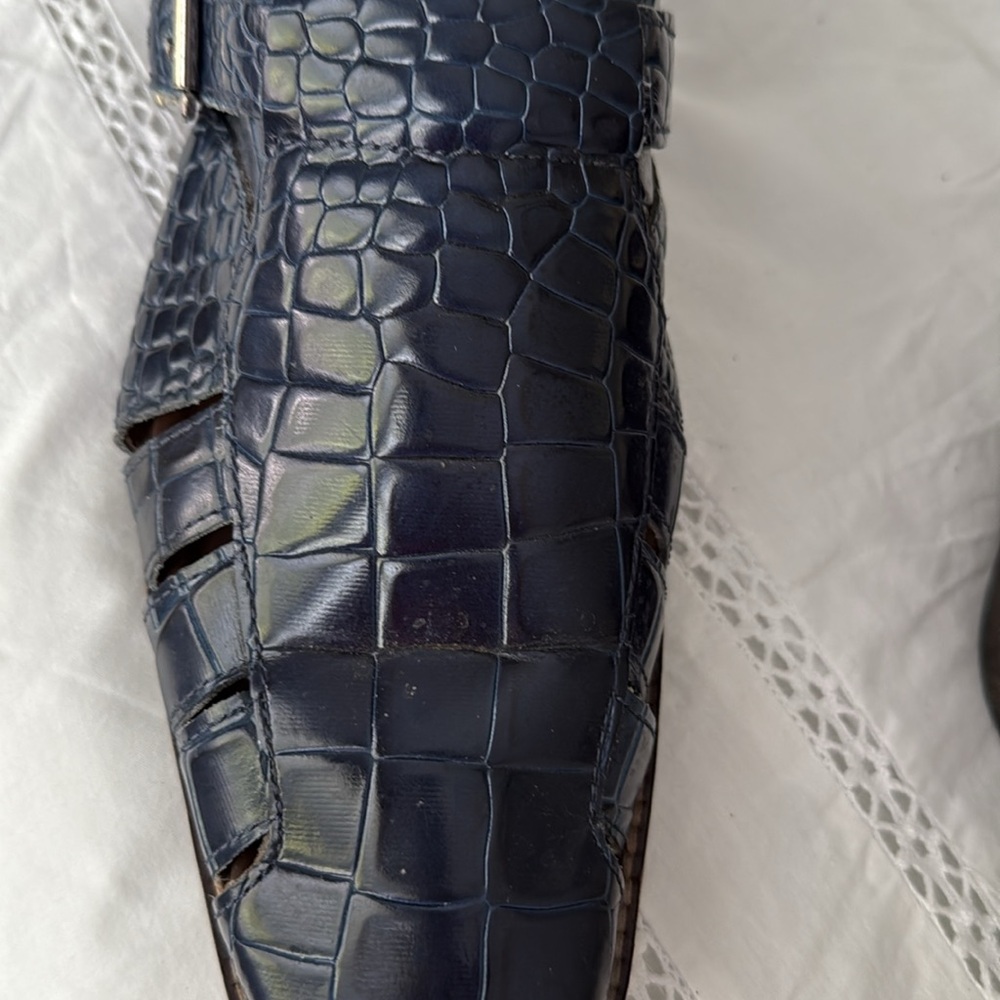 Stacy Adams Blue Crocodile Pattern Loafers - Picture 5 of 9